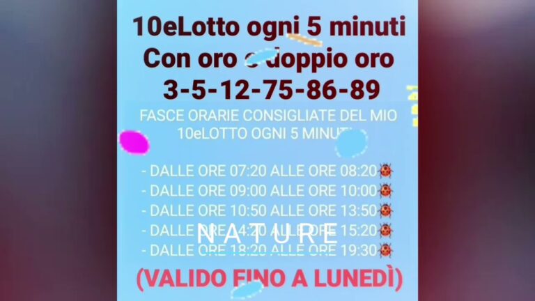 Previsioni ottimizzate 10 e lotto ogni 5 minuti per fasce orarie